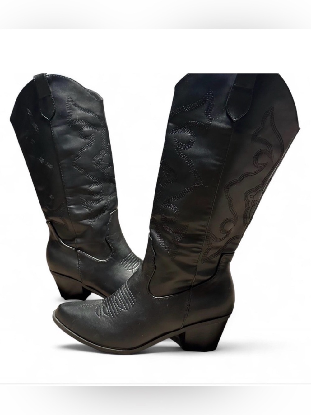 Classic Black Western Knee-High Boots